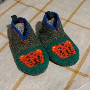 Bombas Orange and Green Knit Baby Booties